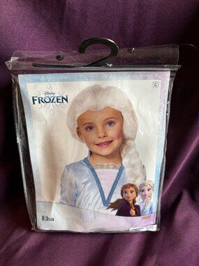 Disney Frozen Elsa Wig Girls White Blonde Braid Tinsel Spirit Halloween Costume